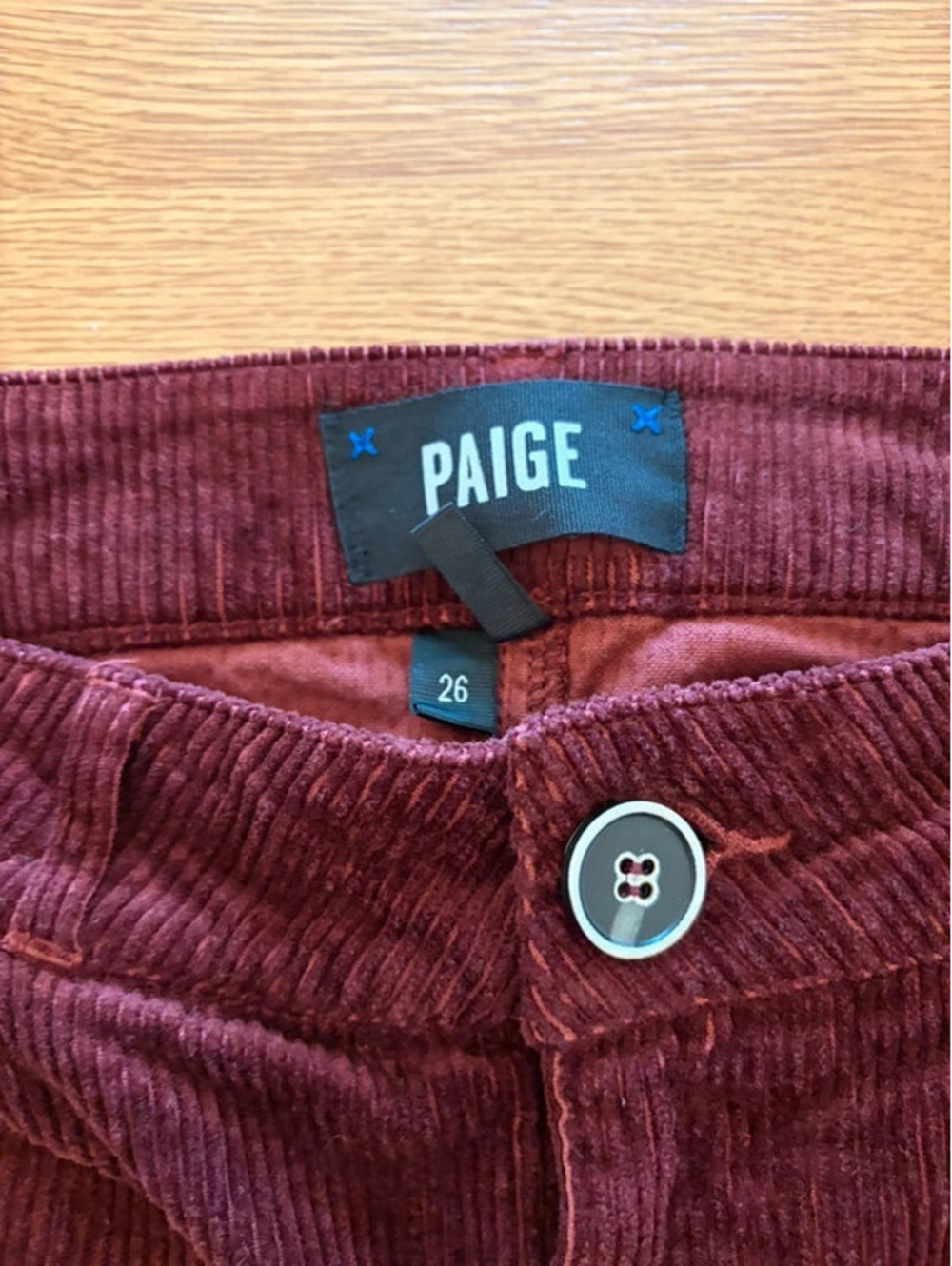 PAIGE Burgundy Corduroy Slim Fit Women's Pants Size 26